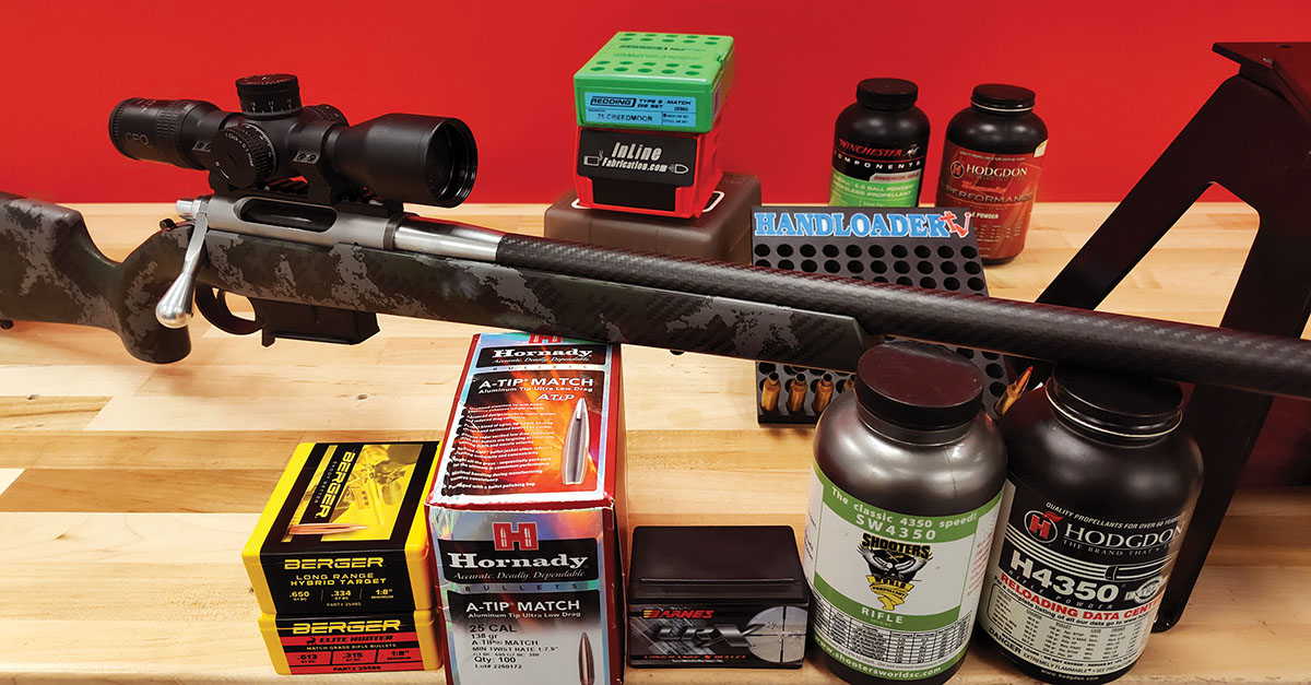 A variety of high-performance bullets and powders were used to develop loads for the 25 Creedmoor cartridge and this custom rifle.